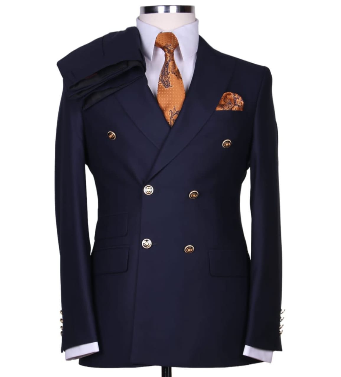 Navy Double-Breasted Suit