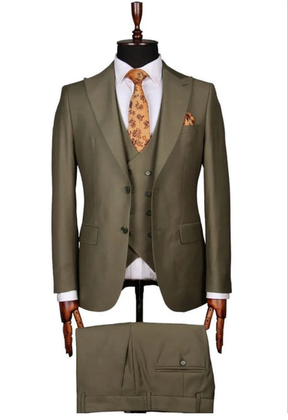 Modern Olive 3-Piece Suit