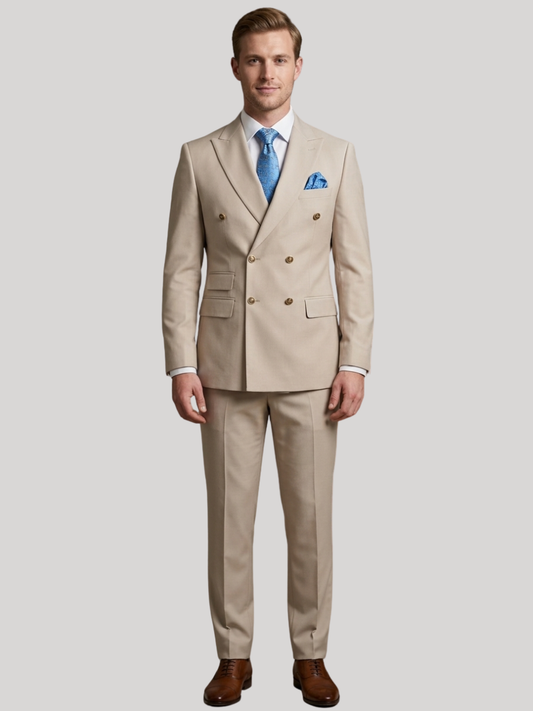 Tan Double-Breasted Suit