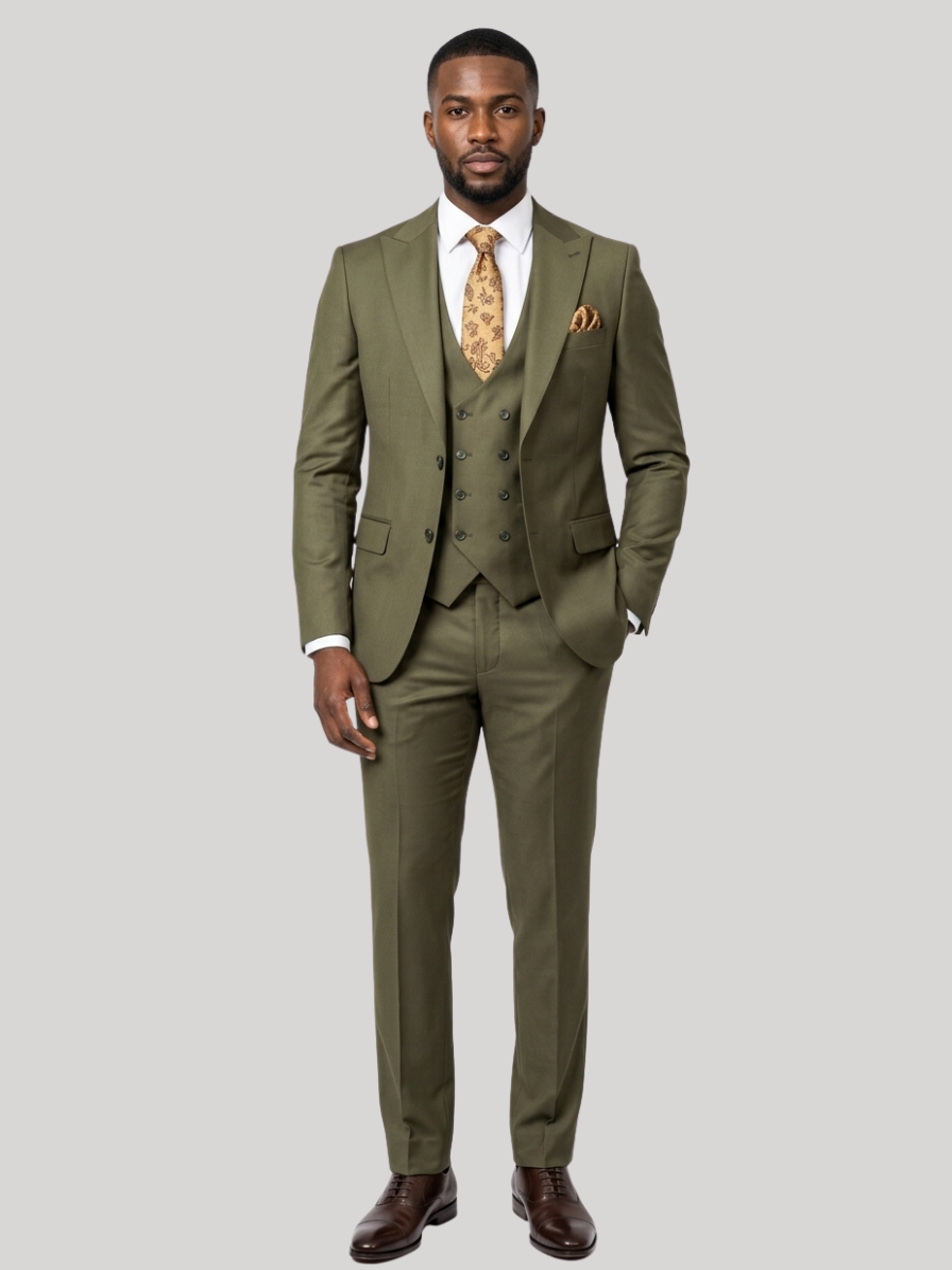 Modern Olive 3-Piece Suit