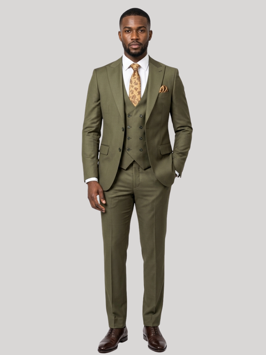 Modern Olive 3-Piece Suit