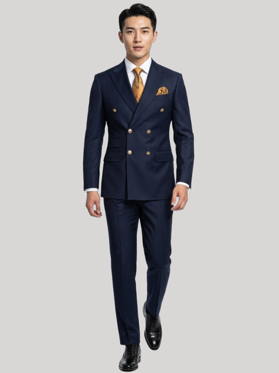 Navy Double-Breasted Suit