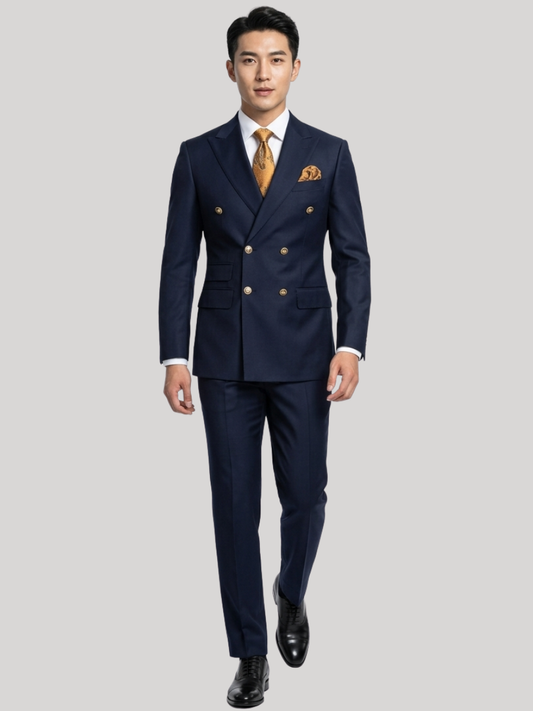 Navy Double-Breasted Suit