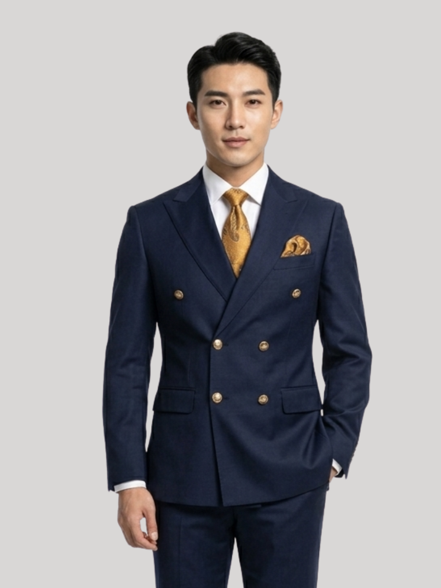 Navy Double-Breasted Suit
