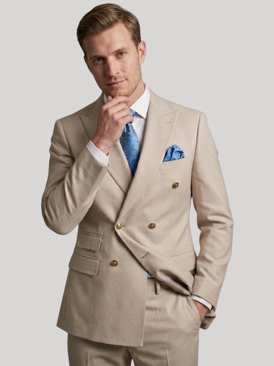 Tan Double-Breasted Suit