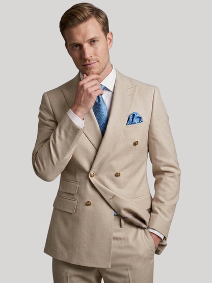 Tan Double-Breasted Suit