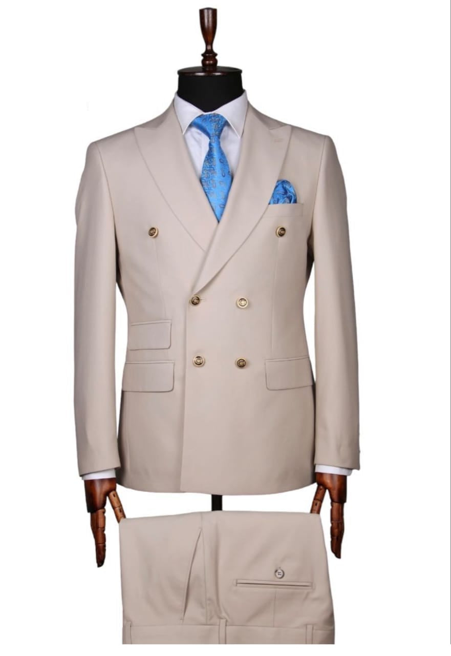 Tan Double-Breasted Suit