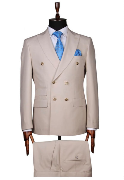 Tan Double-Breasted Suit